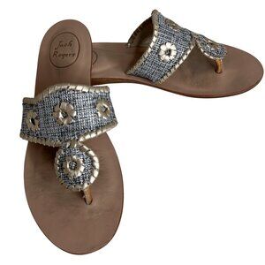 Jack Rogers Womens Beaded Sandals In Gold & Silver size 8